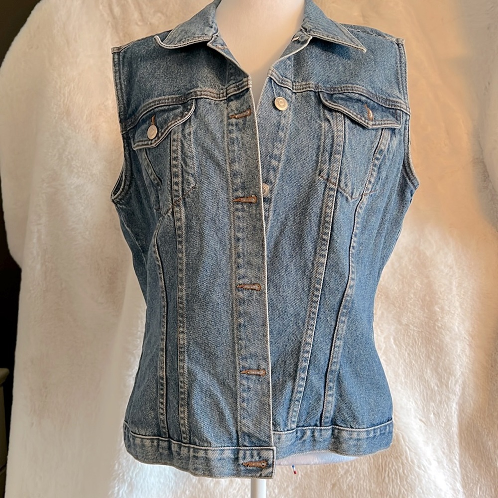 “, denim Jean blue size large women’s Vest